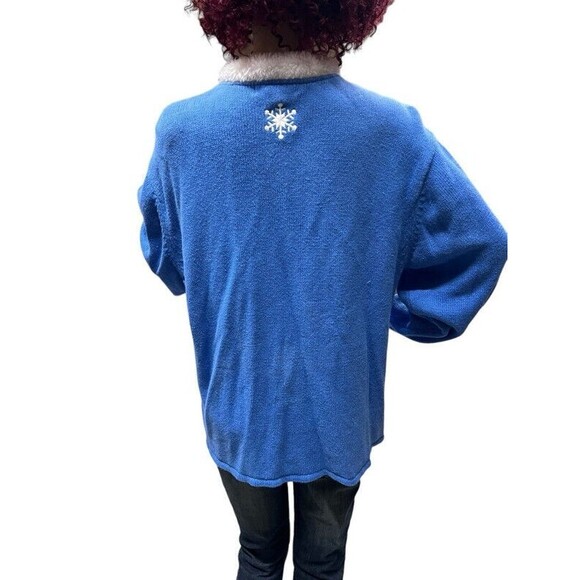 Crystal Kobe powder blue Cardigan Embellished Sequin Christmas Tree Sweater 3XL - Picture 7 of 11